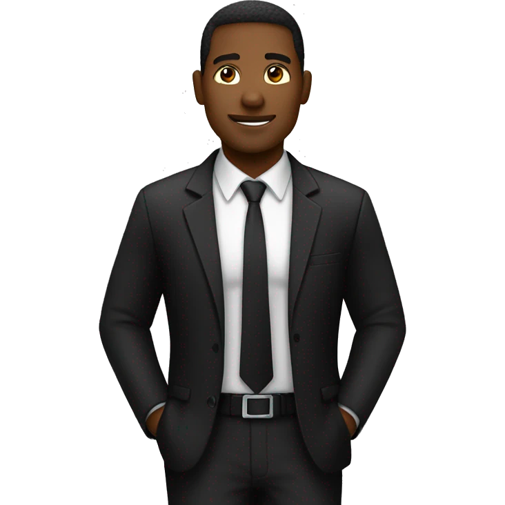 Male black security guard in dark suit at door  emoji