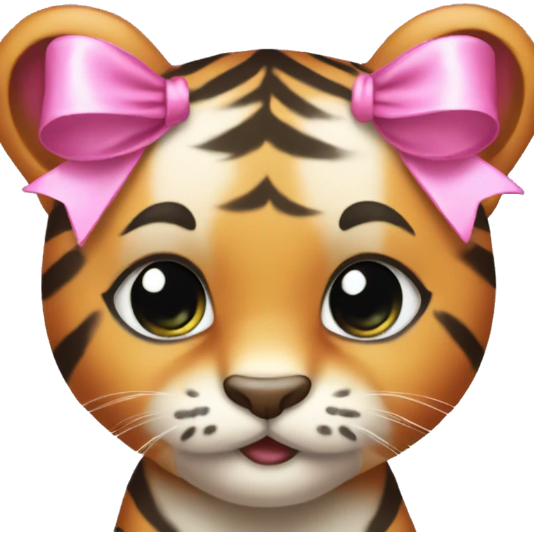 Baby tiger with pink bows  emoji
