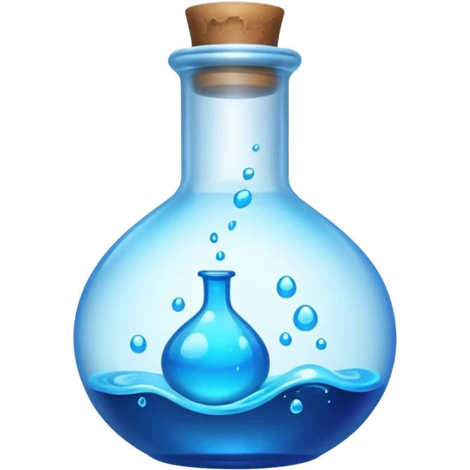 a neon blue potion tiled to the left with a round glass bottle no handle emoji
