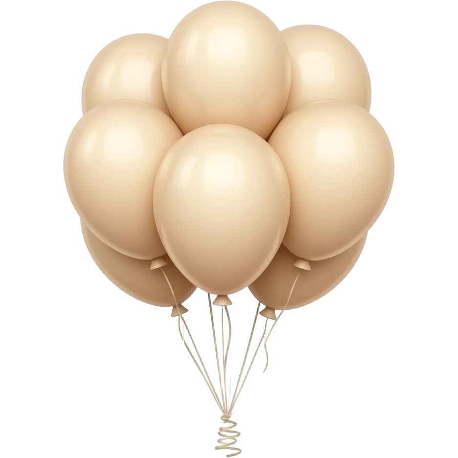 Cinematic realistic looking beige birthday ballons with a long thread going downwards emoji