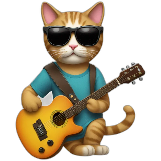 cat with sunglasses and a guitar emoji