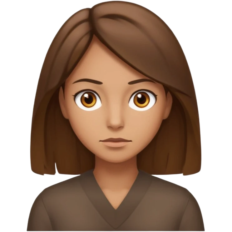 emoji of a tan woman with brown eyes and brown shoulder length hair, looking productive emoji