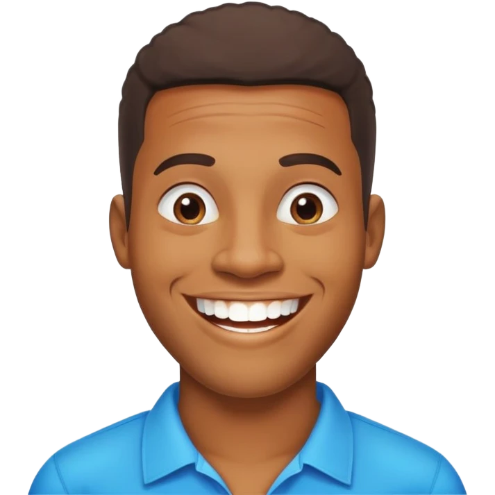 smiling black man with big teeth, standard male haircut, oval face, Rio de Janeiro theme, no glasses, carioca emoji