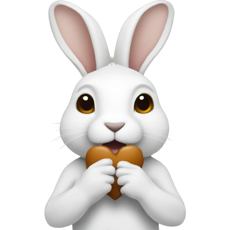 white hare in hands brown heart emoji
