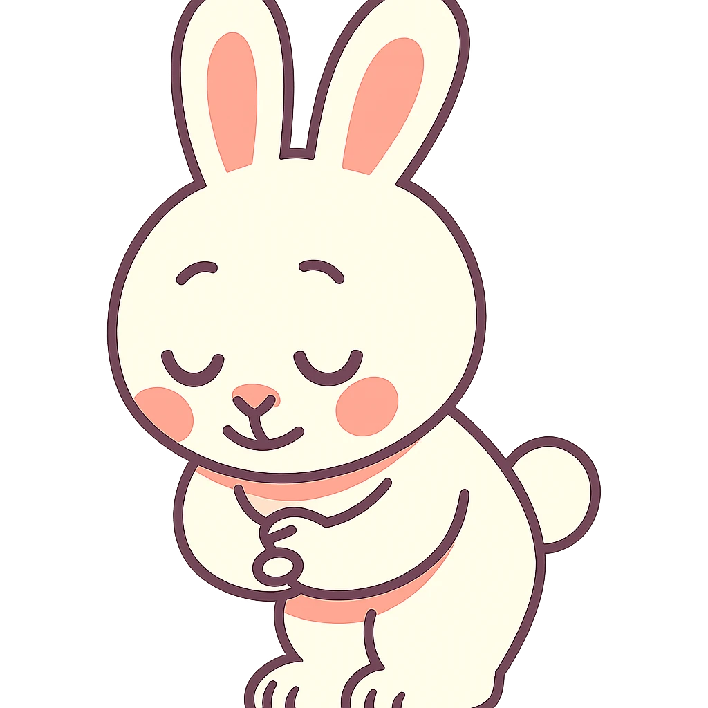 white bunny bowing politely, paws together, pastel-toon style emoji