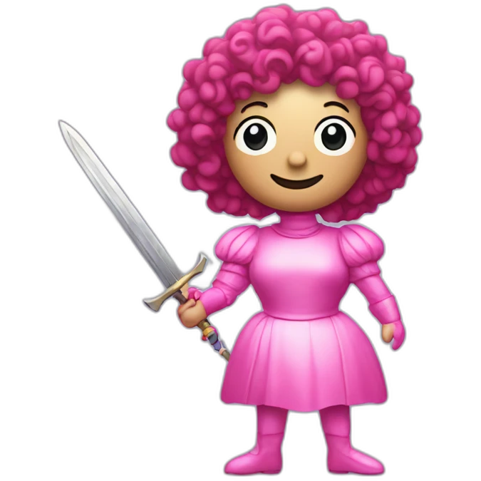 Oprah is mr blobby with a sword emoji