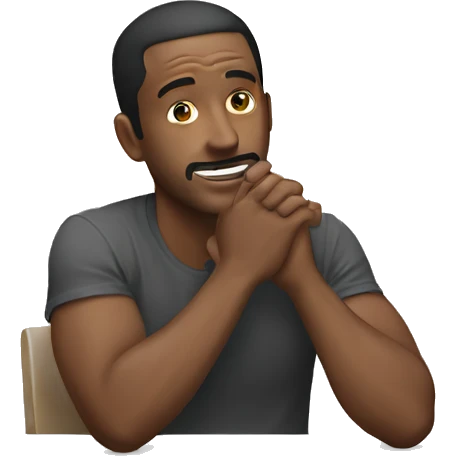 A men place palm on jaw and elbow on table  emoji
