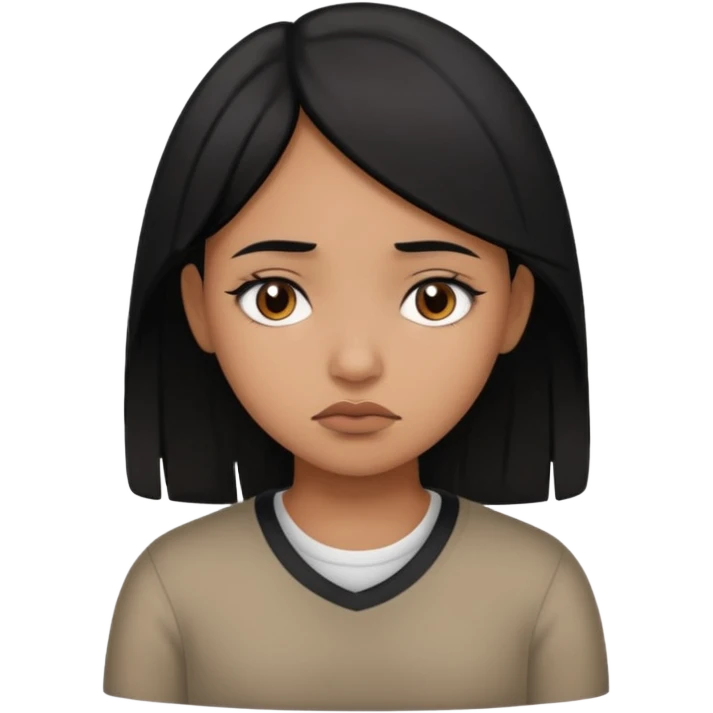 brown girl who is a baddie with black hair who is sad emoji