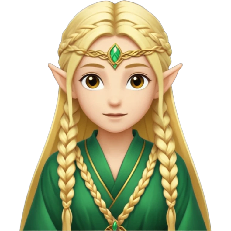 mystic elf, long golden braid, glowing runes on robe emoji
