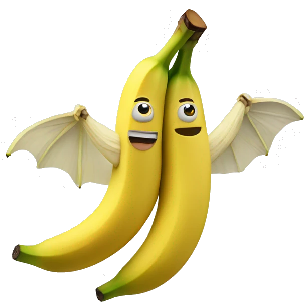 Fliyng banana with face and arms and legs  emoji