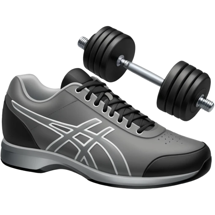 sports shoe next to a dumbbell emoji