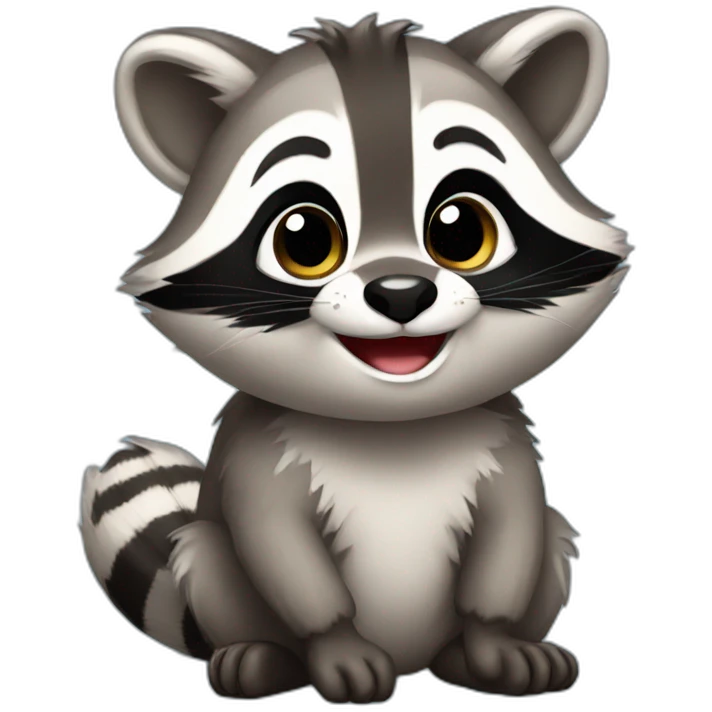 baby raccoon with confident smile emoji