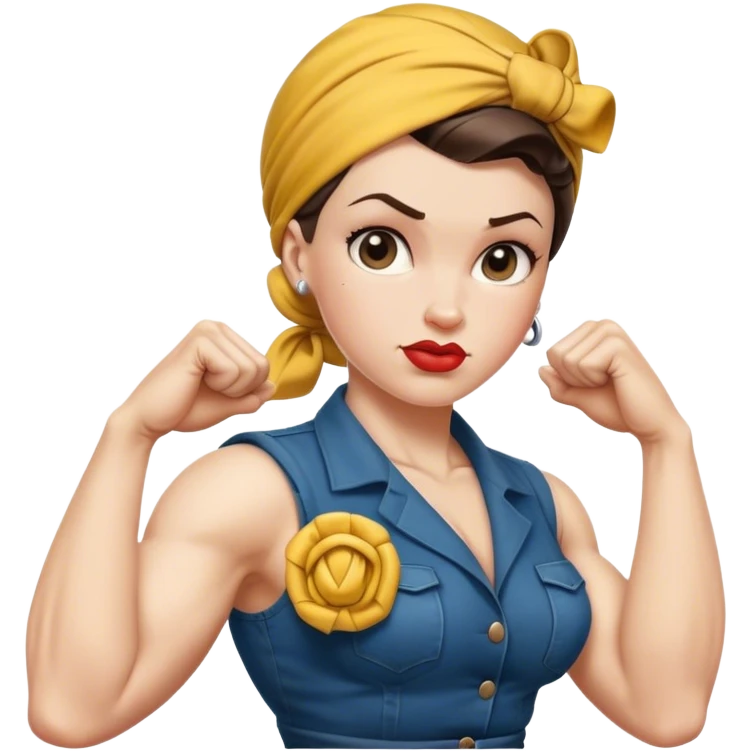white skin Rosie the Riveter shows biceps emoji