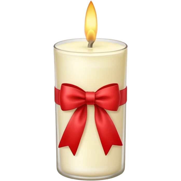Soft vanilla long glass candle, with little red bow emoji