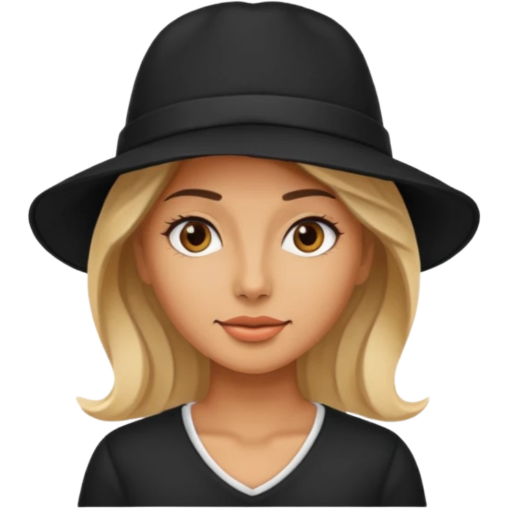 beach woman with black hat emoji