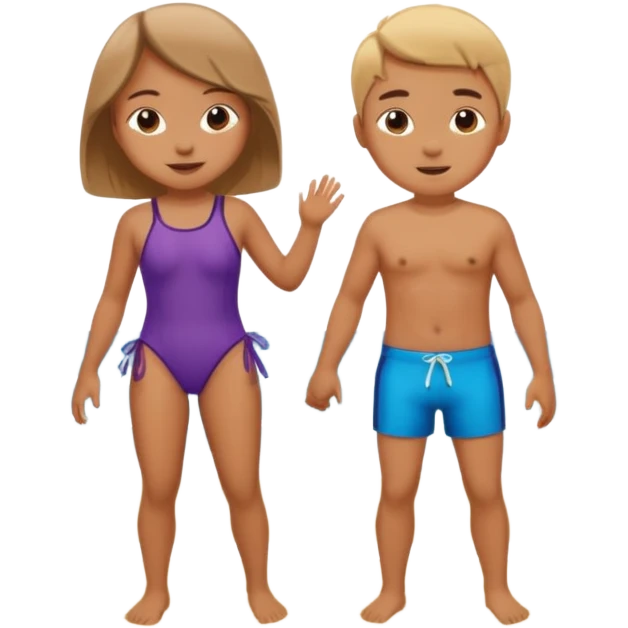 una niña y un niño jugando en la playa emoji