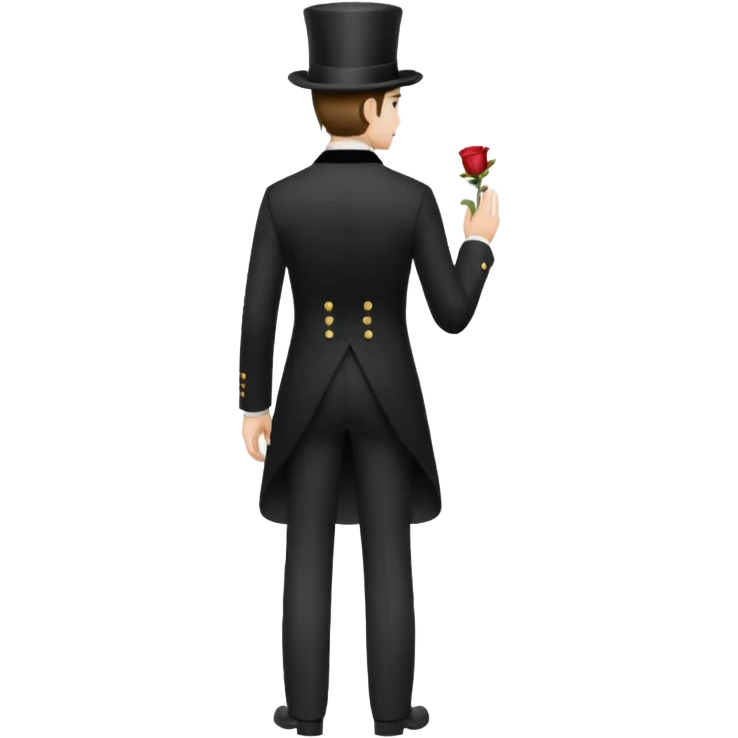classic 19th century man in formal attire and top hat, full body, standing, back view emoji