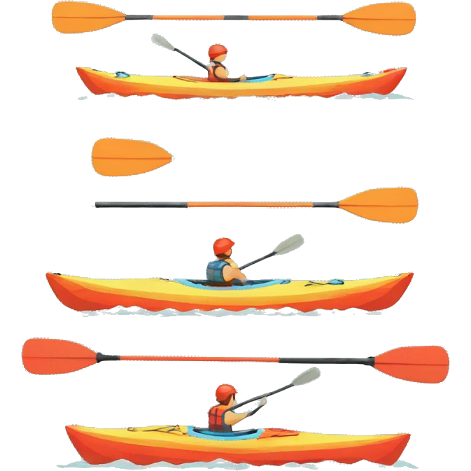 Kayak with paddle in the style of pixel art emoji
