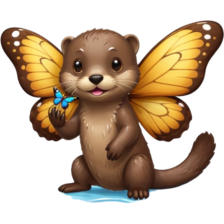otter eating a butterfly emoji