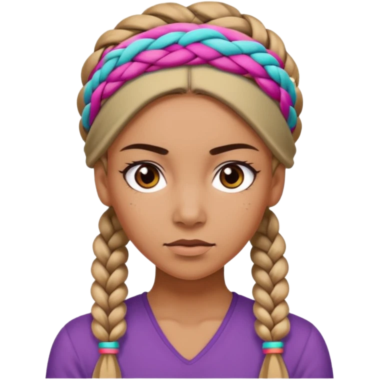 big lose braided woman face wiith big visible braids and headband on head emoji