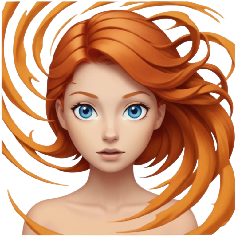 scream female ginger hair blue eyes middle of face turning in to a black swirling vortex emoji