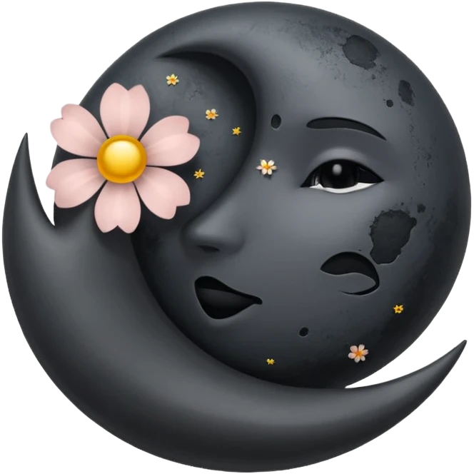 anthracite-colored New Moon with anthracite blossom emoji
