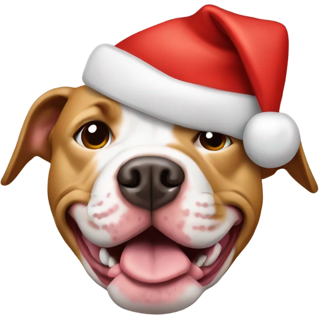 Tan pitbull in Santa hat emoji