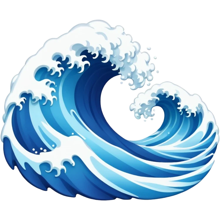 Create a highly polished, 3D game UI–style illustration of a  BLUE COLOR SEA WAVE emoji