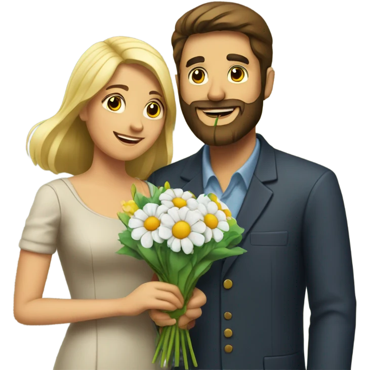 Bearded Man giving woman flowers  emoji