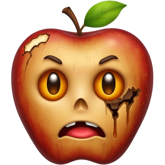 rotten apple with no emotion emoji