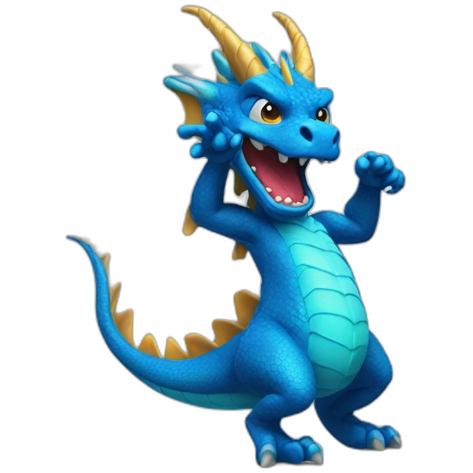 Blue dragon dabbing emoji