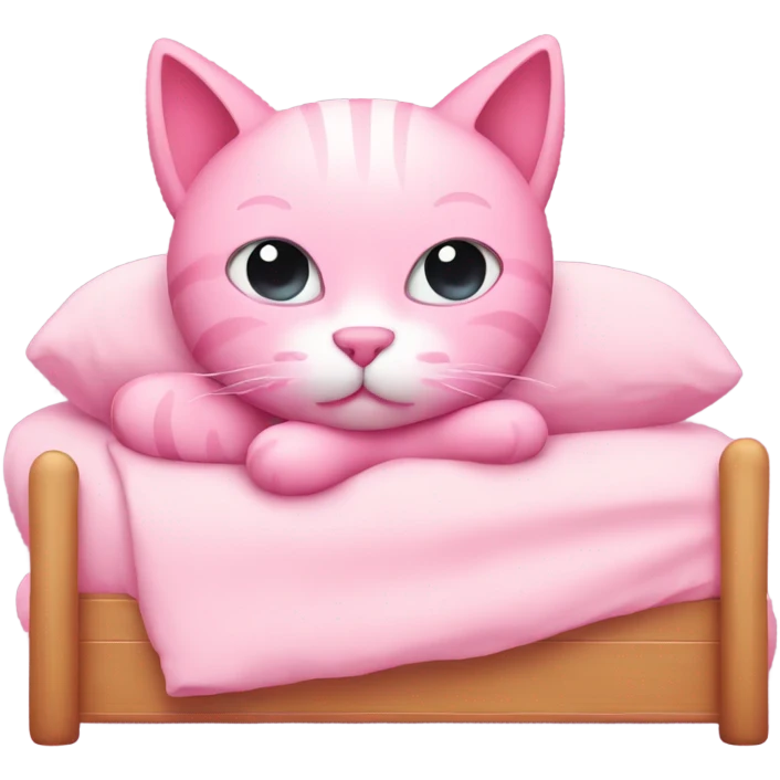 Pink cat in bed emoji