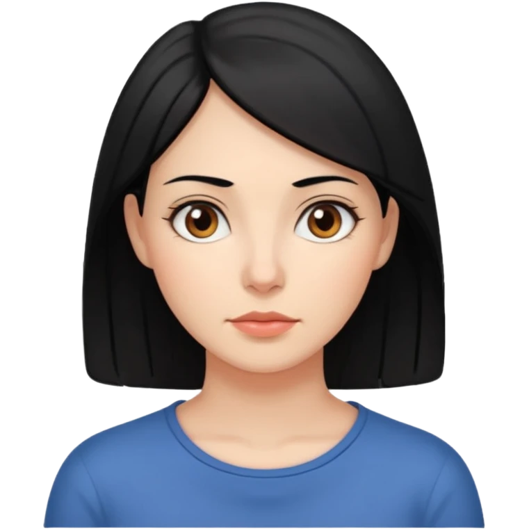 emoji of a 30-year-old woman, mature appearance, black hair, thoughtful expression emoji