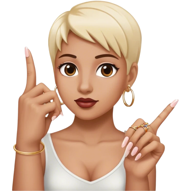 Un doigt qui pointe vers la droite mais avec des faux ongles et des bagues  emoji