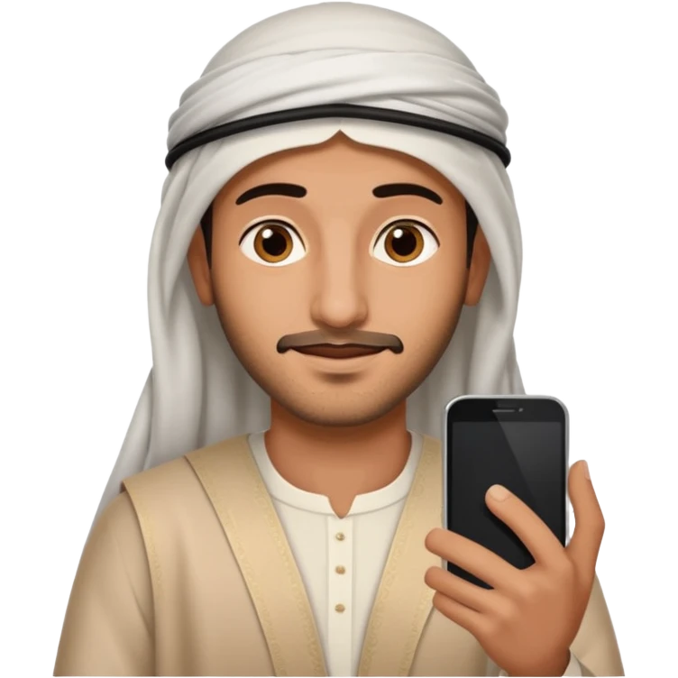 arab man with smartphone, half body emoji