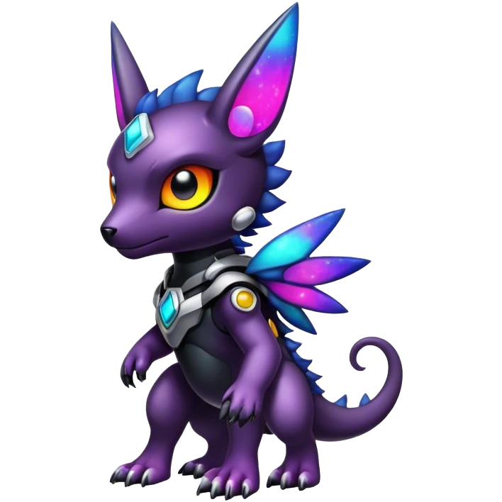 Cute cool colorful dark nebula fantasy-Digimon-animal-hybrid full body emoji