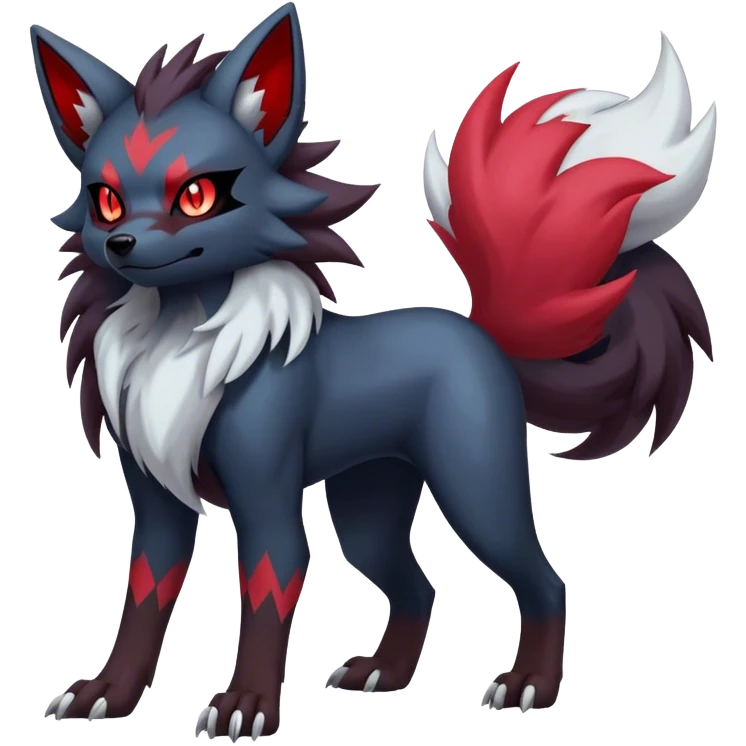 Zoroark-Zorua-Lycanroc (midnight form)-hybrid full body emoji