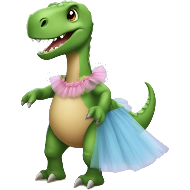 Dinosaur wearing a tutu whilst being on a board emoji