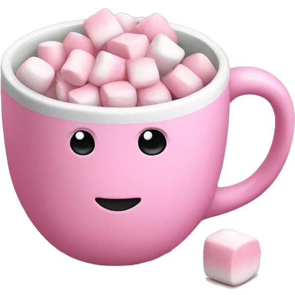 A pink mug and some marshmallows emoji