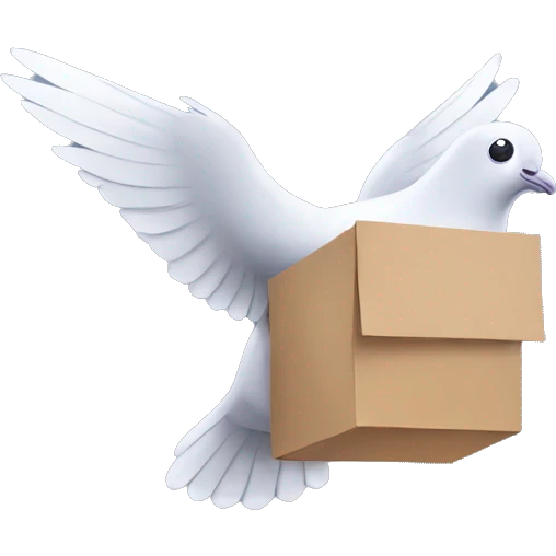 pigeon flying holding a package emoji