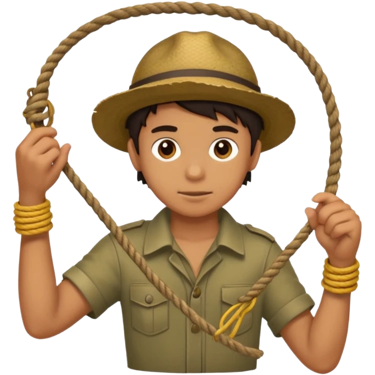Boy + holding rope,Jungle Explorers. emoji