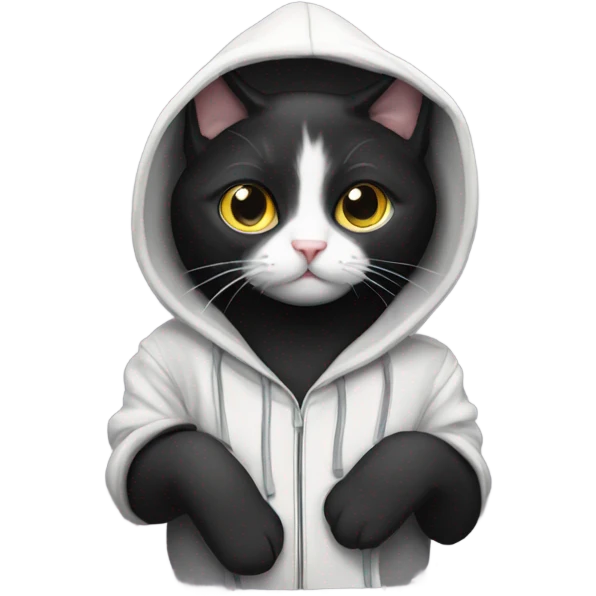 Tuxedo cat in hoodie emoji