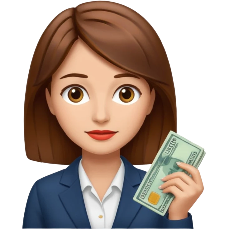 economist woman, brown hair, finance emoji