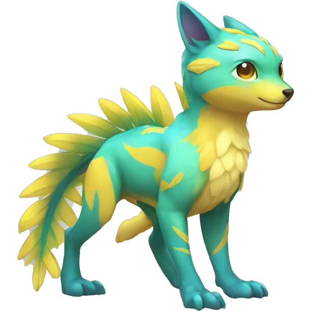 Cute cool shiny colorful fantasy animal hybrid Fakemon full body emoji