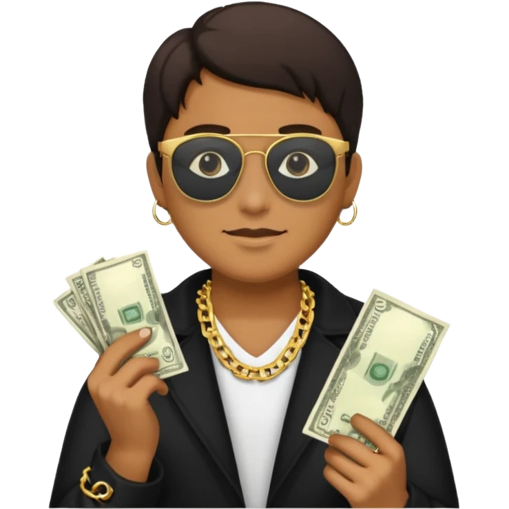 Knight helmet gold chain dark glasses money emoji