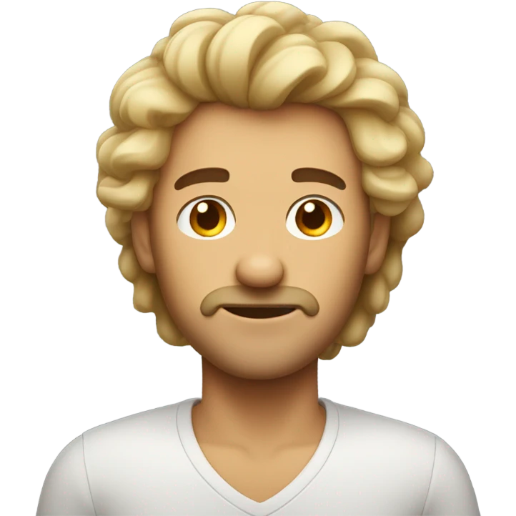 A guy fluffing his hair with both his hands, and he has an Edgar hairstyle emoji
