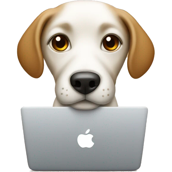 Iphone dog emoji using open laptop famil emoji