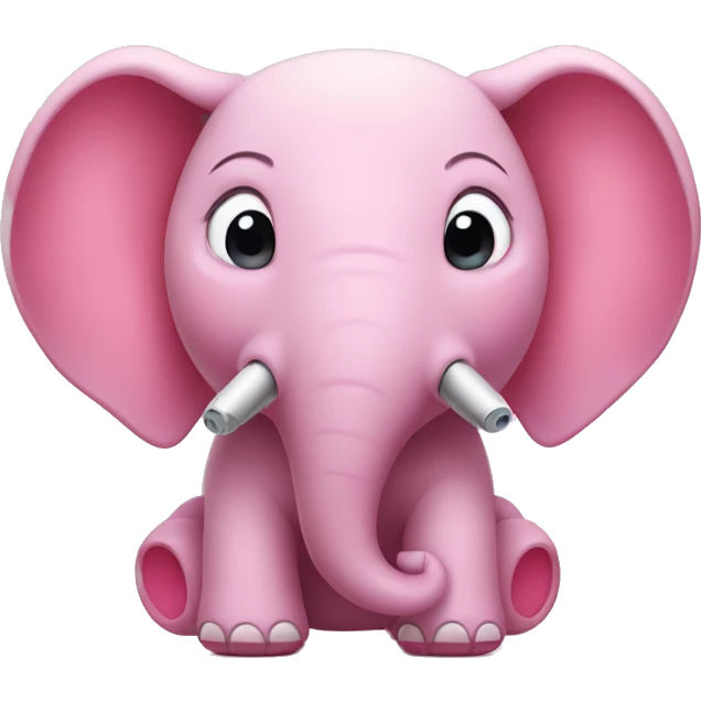 Cute pink elephant wearing airpods max emoji