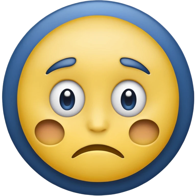 round yellow emoji face Apple Color Emoji style, upper half with dark blue anime shadow, wide blank eyes, trembling frown, mental collapse, minimal, colorful, emoji-like emoji