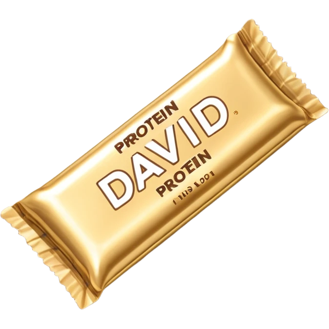 protein bar gold wrapper that says David on it  emoji